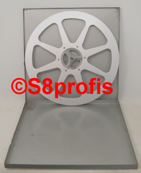 Super 8  Filmleerspule aus Metall, 600m mit original Metallbox