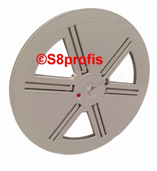 Super 8 Filmspule, Leerspule  240 Meter, mit Dose     (281020-1)
