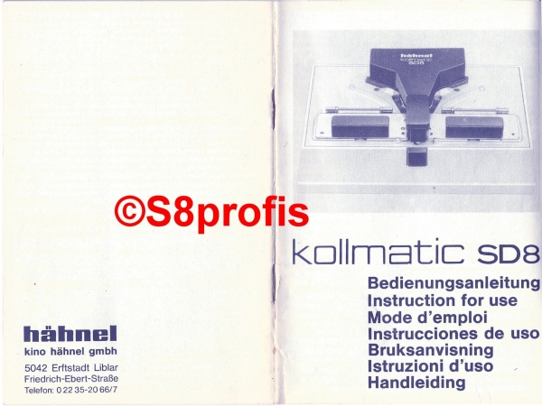 User manual Splicer Hähnel Kollmatic SD8