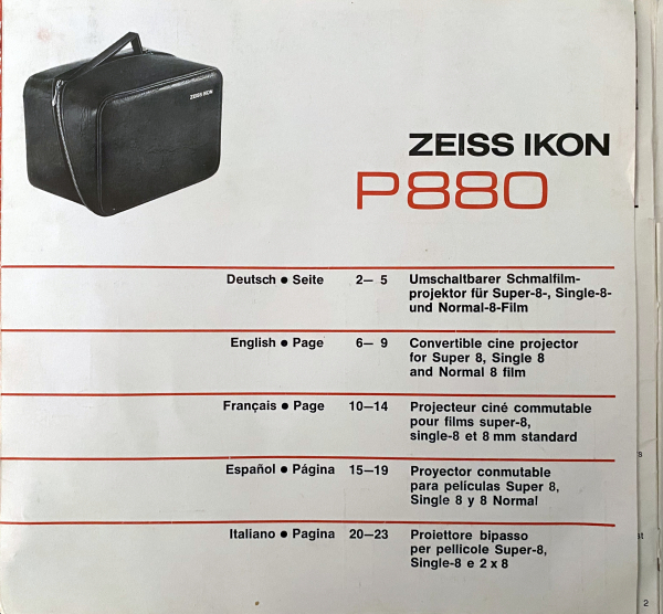 Bedienungsanleitung ZEISS IKON P880, P 880