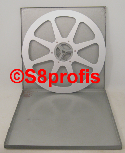 Super 8  Filmleerspule aus Metall, 600m mit original Metallbox